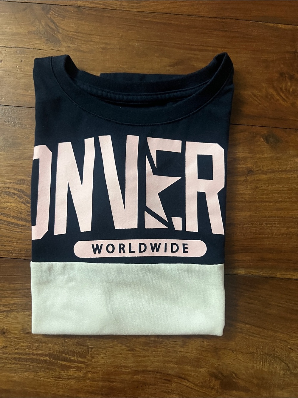 Converse Colorblock Logo Tee in Black, Pink & White